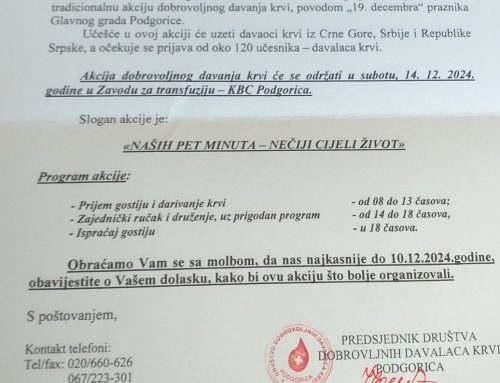 Društvo dobrovoljnih davalaca krvi Podgorica – IPA Crna Gora